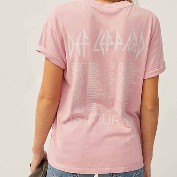 Pink Def Leppard Graphic Tee Short Sleeve Anthropologie Let Luv (NWT) - Picture 2 of 3